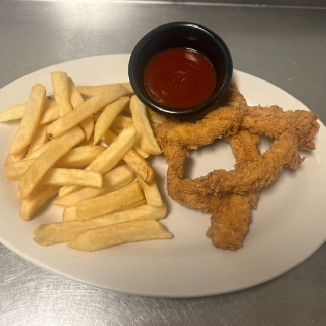 Kids Chicken Fingers with French Fries.