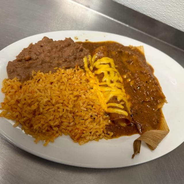 Tamale and Enchilada Plate.