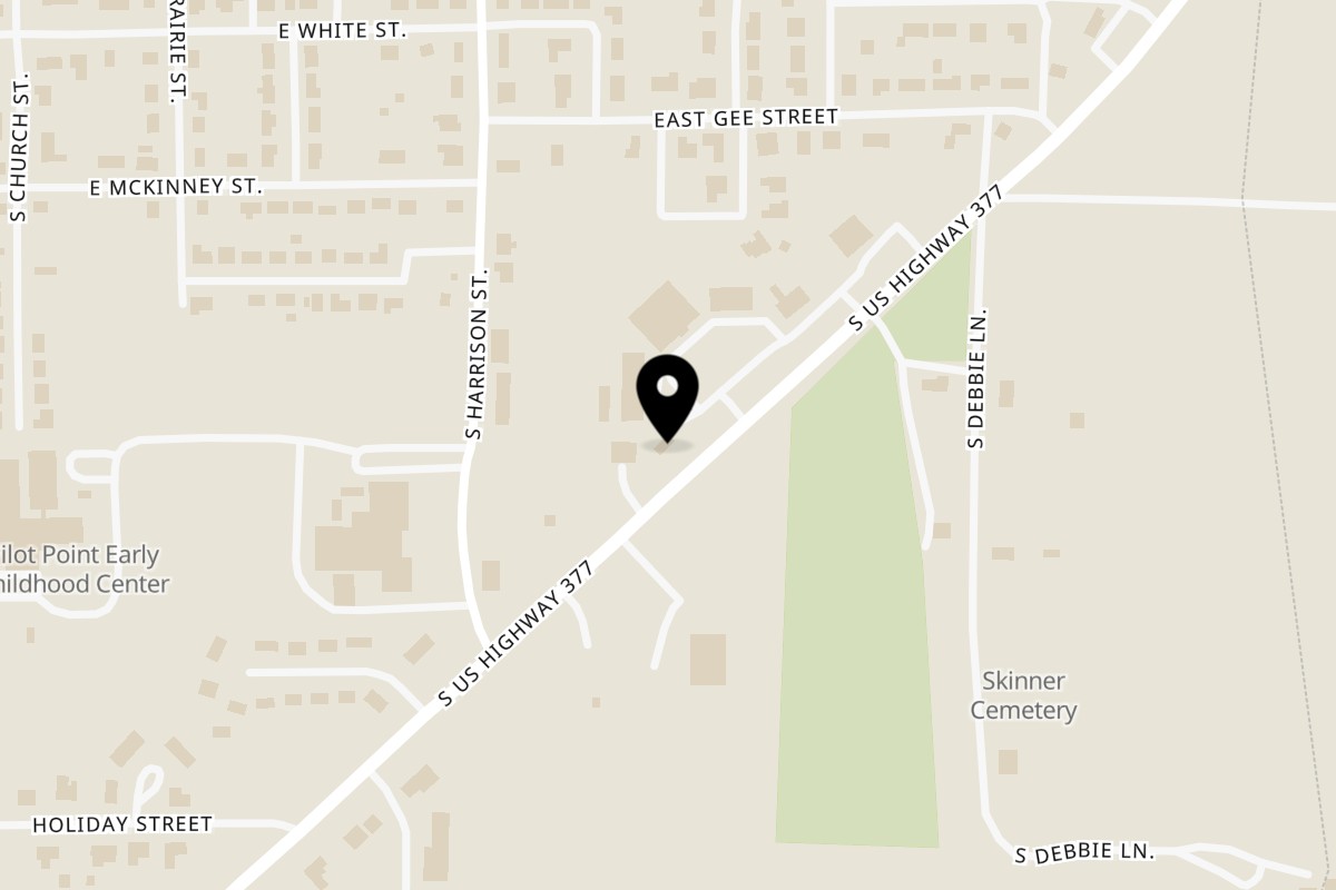 Map showing the location of Los Charros on 790 US-377 in Pilot Point